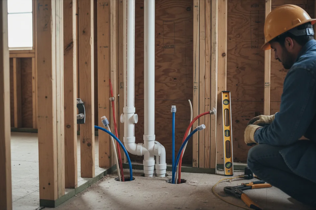 Drain and supply rough-in during Sump Pump Repair in Ronks