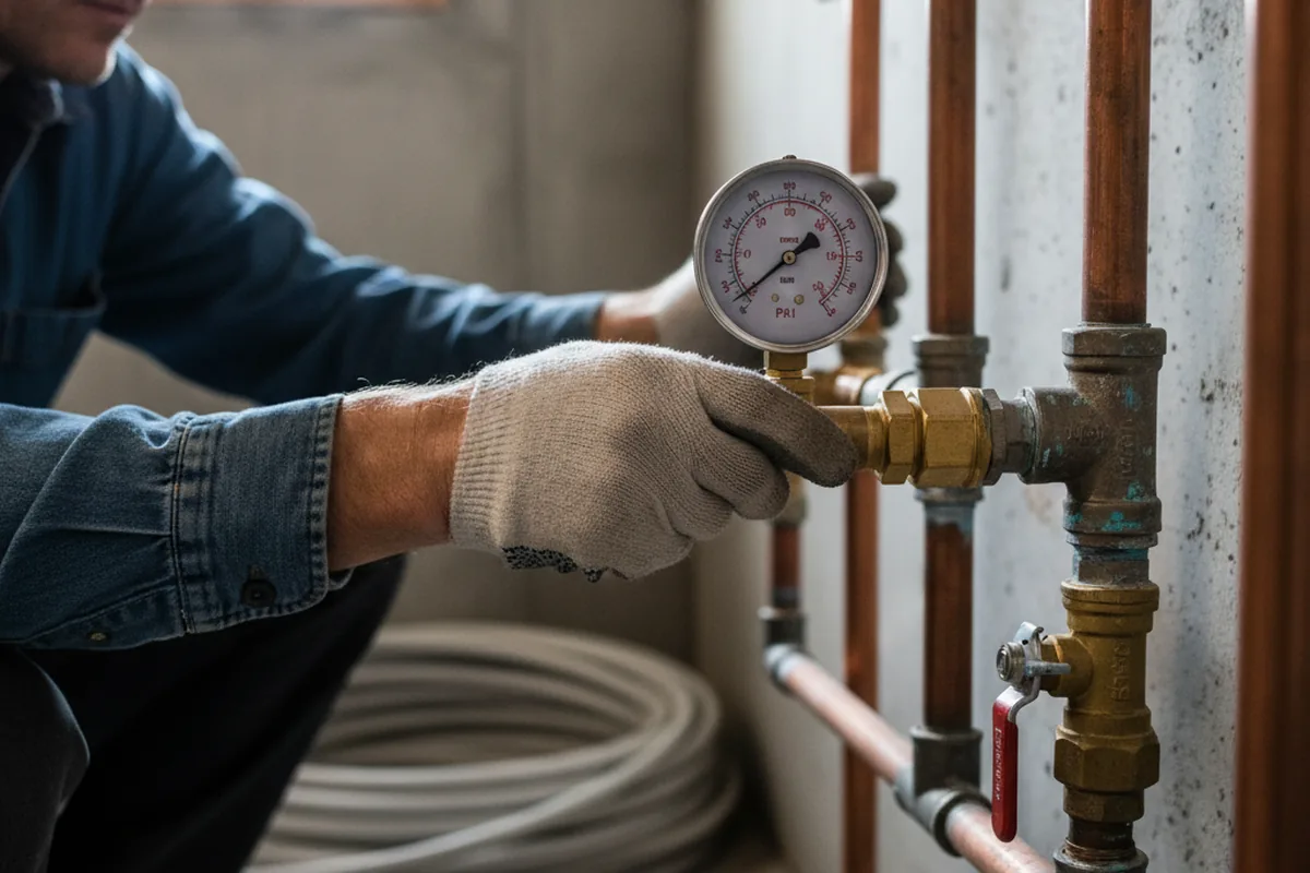 Pressure testing a repaired line during Water Line Repair in Ronks